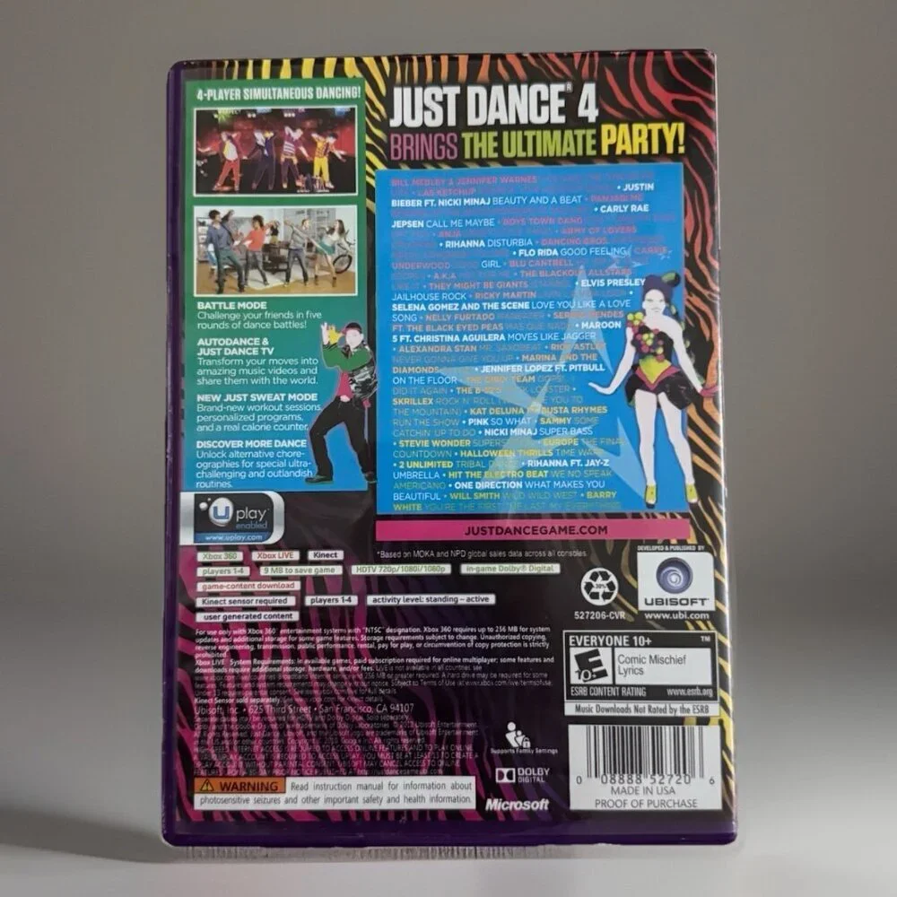 Just‎ Dance 4 (Microsoft Xbox 360, 2012) Kinect Game CIB Complete 40+ Tracks